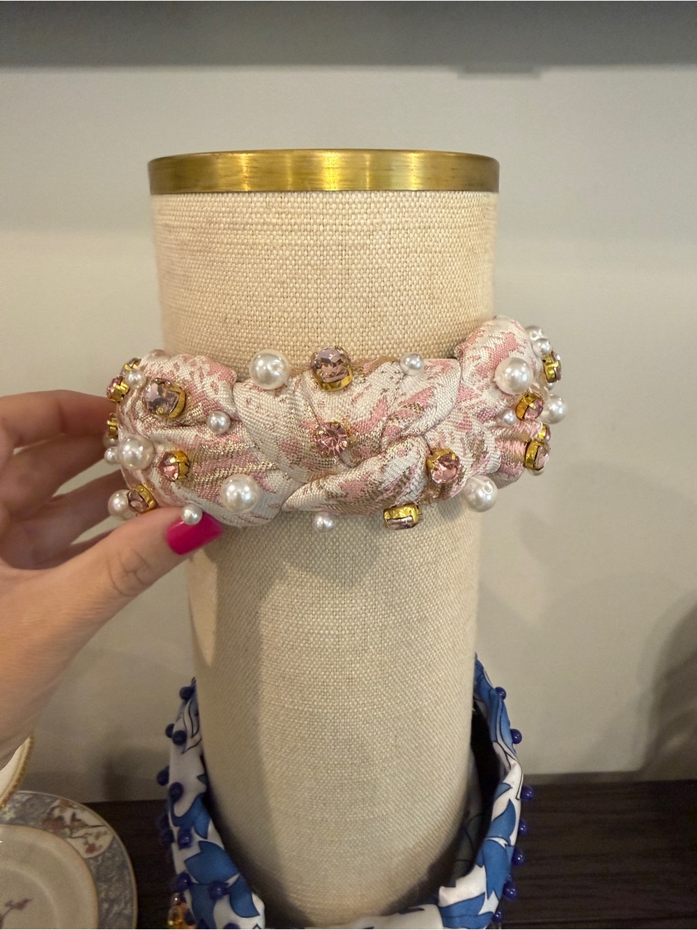 Brianna Cannon Pink Pearl Braided Headband